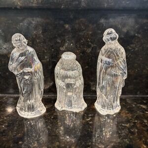 Lot Of 3 Nativity Figures Iridescent Holy Christmas Holiday